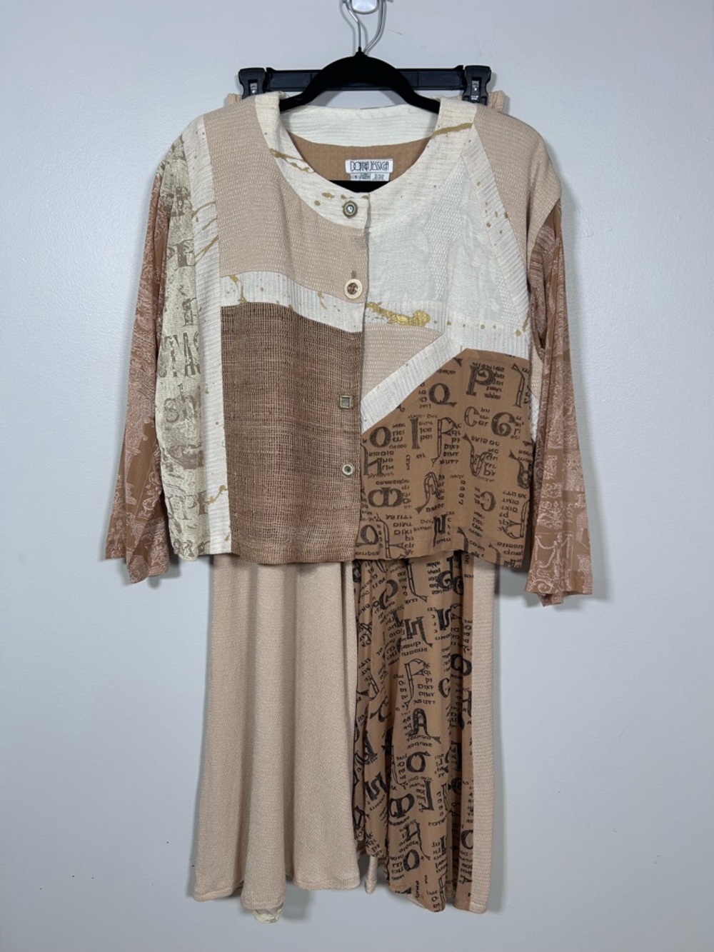 Vintage Donna Jessica Lagenlook Lightweight Art to Wear 2 pc Skirt Top Set SZ M